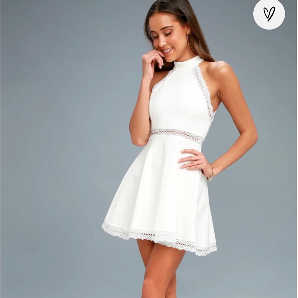 Lulus reach out my hand white lace skater dress